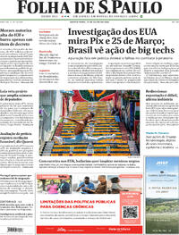 Capa do jornal Folha de S.Paulo 17/07/2025