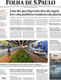 Capa do jornal Folha de S.Paulo 18/07/2025