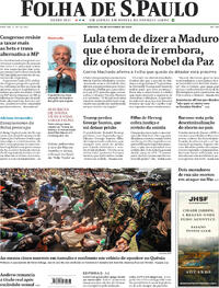 Capa do jornal Folha de S.Paulo 18/10/2025