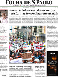 Capa do jornal Folha de S.Paulo 20/04/2025