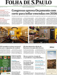 Capa do jornal Folha de S.Paulo 20/12/2025