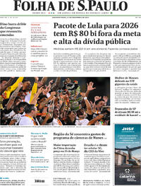 Capa do jornal Folha de S.Paulo 22/12/2025