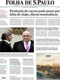 Capa do jornal Folha de S.Paulo 23/10/2025