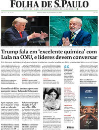 Capa do jornal Folha de S.Paulo 24/09/2025