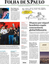 Capa do jornal Folha de S.Paulo 25/08/2025