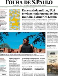 Capa do jornal Folha de S.Paulo 25/10/2025