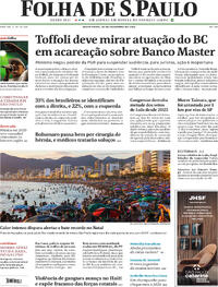 Capa do jornal Folha de S.Paulo 26/12/2025