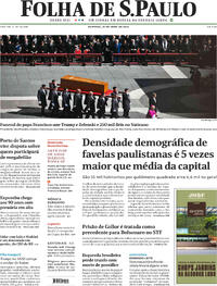 Capa do jornal Folha de S.Paulo 27/04/2025