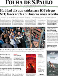 Capa do jornal Folha de S.Paulo 27/06/2025