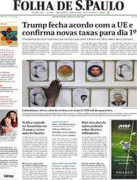 Capa do jornal Folha de S.Paulo 28/07/2025