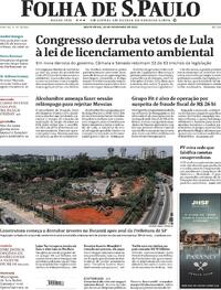 Capa do jornal Folha de S.Paulo 28/11/2025