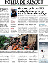 Capa do jornal Folha de S.Paulo 29/07/2025