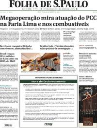 Capa do jornal Folha de S.Paulo 29/08/2025