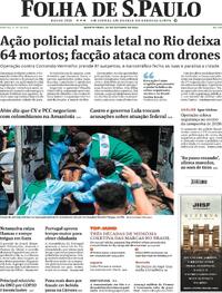 Capa do jornal Folha de S.Paulo 29/10/2025