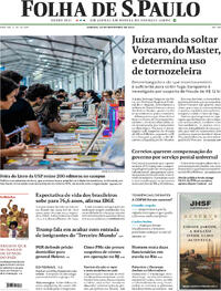 Capa do jornal Folha de S.Paulo 29/11/2025