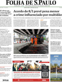 Capa do jornal Folha de S.Paulo 30/04/2025