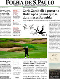 Capa do jornal Folha de S.Paulo 30/07/2025