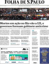 Capa do jornal Folha de S.Paulo 30/10/2025