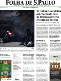 Capa do jornal Folha de S.Paulo 30/12/2025