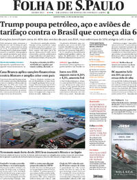 Capa do jornal Folha de S.Paulo 31/07/2025