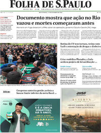 Capa do jornal Folha de S.Paulo 31/10/2025