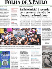 Capa do jornal Folha de S.Paulo 02/02/2026