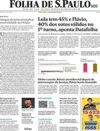 Capa do jornal Folha de S.Paulo 02/10/2026