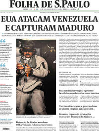 Capa do jornal Folha de S.Paulo 04/01/2026
