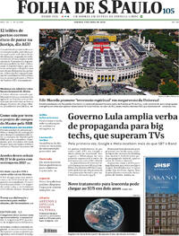 Capa do jornal Folha de S.Paulo 04/04/2026