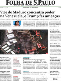 Capa do jornal Folha de S.Paulo 05/01/2026