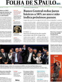 Capa do jornal Folha de S.Paulo 06/08/2026