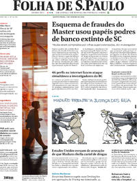 Capa do jornal Folha de S.Paulo 07/01/2026