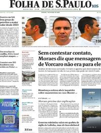 Capa do jornal Folha de S.Paulo 07/03/2026