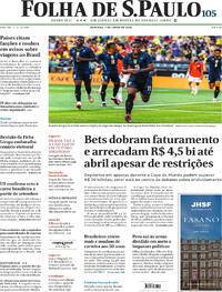 Capa do jornal Folha de S.Paulo 07/06/2026