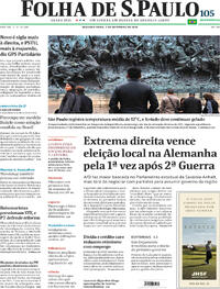 Capa do jornal Folha de S.Paulo 07/09/2026