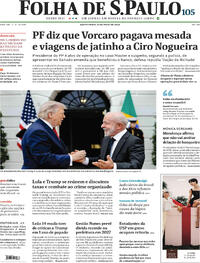 Capa do jornal Folha de S.Paulo 08/05/2026