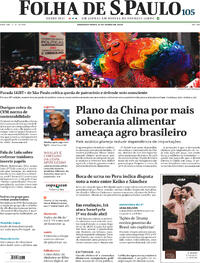 Capa do jornal Folha de S.Paulo 08/06/2026