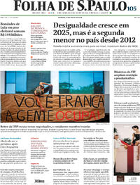 Capa do jornal Folha de S.Paulo 09/05/2026