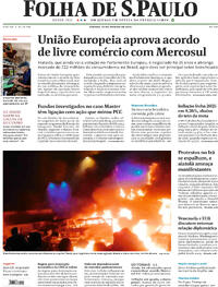 Capa do jornal Folha de S.Paulo 10/01/2026