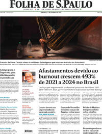 Capa do jornal Folha de S.Paulo 11/01/2026