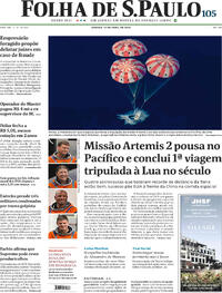 Capa do jornal Folha de S.Paulo 11/04/2026