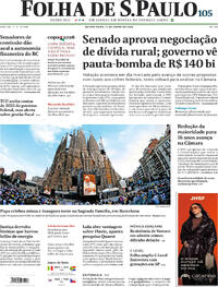 Capa Jornal Folha de S.Paulo