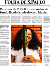 Capa do jornal Folha de S.Paulo 12/01/2026