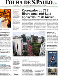 Capa do jornal Folha de S.Paulo 12/10/2026