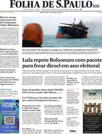 Capa do jornal Folha de S.Paulo 13/03/2026
