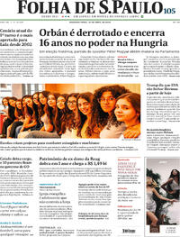 Capa do jornal Folha de S.Paulo 13/04/2026