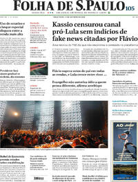 Capa do jornal Folha de S.Paulo 13/10/2026