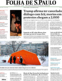 Capa do jornal Folha de S.Paulo 14/01/2026