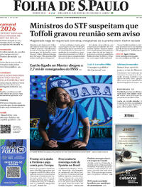 Capa do jornal Folha de S.Paulo 14/02/2026