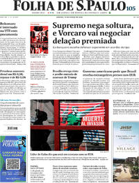 Capa do jornal Folha de S.Paulo 14/03/2026